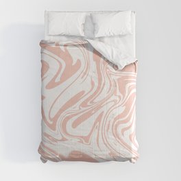 Liquid Contemporary Abstract Simone Pink and White Swirls - Pink Retro Liquid Swirl Pattern Comforter