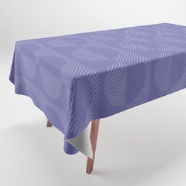 Stripes Circles Squares Mid-Century Checkerboard Purple Violet White Tablecloth