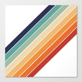 Retro rainbow palette stripes 70s on white 3 Canvas Print