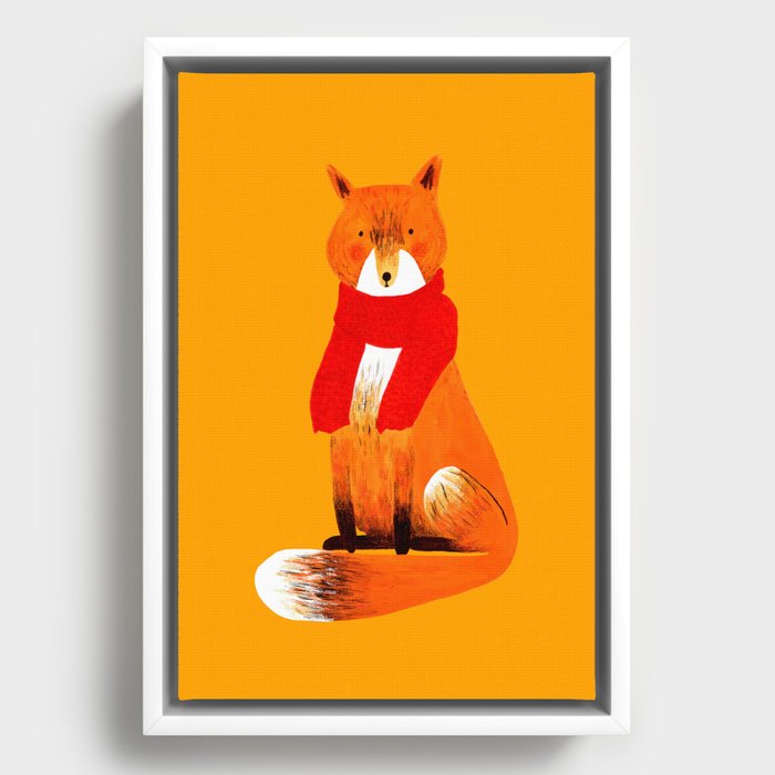 Baby it is cold outside. Winter fox Framed Canvas