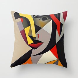 Digital Cubist Paintings. Portraits No. 8 Throw Pillow