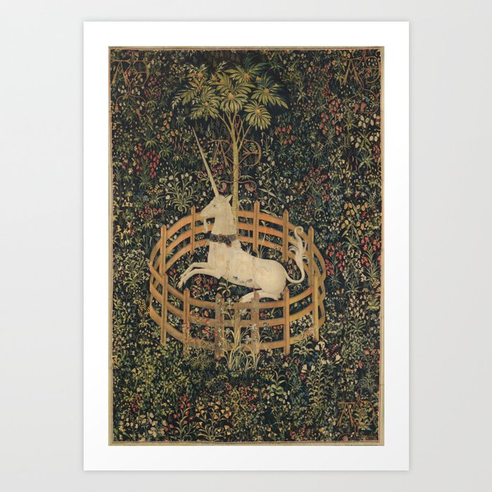 The Unicorn Rests in a Garden (from the Unicorn Tapestries) Art Print