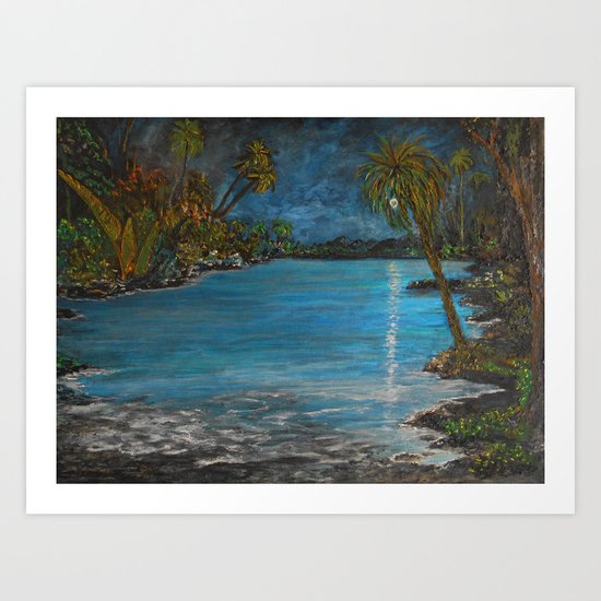 Tropical Moon Reflection II Art Print