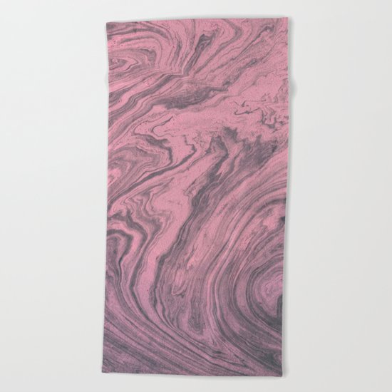 Pink Marbled Texture Beach Towel