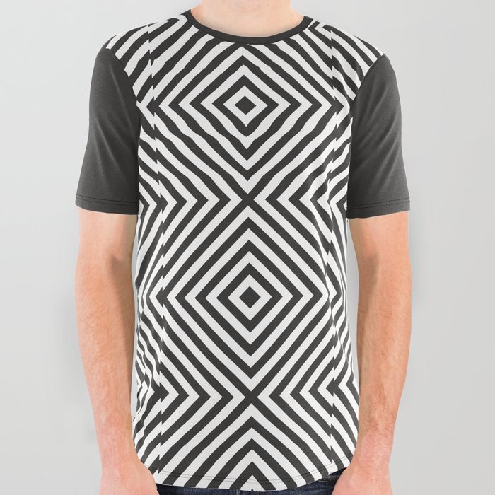 Black and white geometric pattern All Over Graphic Tee by Elena Lents ...