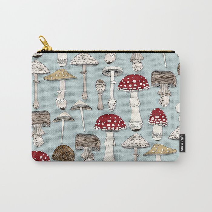 mushrooms celadon blue Carry-All Pouch