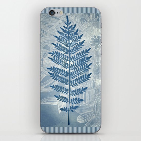 Jacaranda Leaf in Blue, Cream, Grey iPhone & iPod Skin