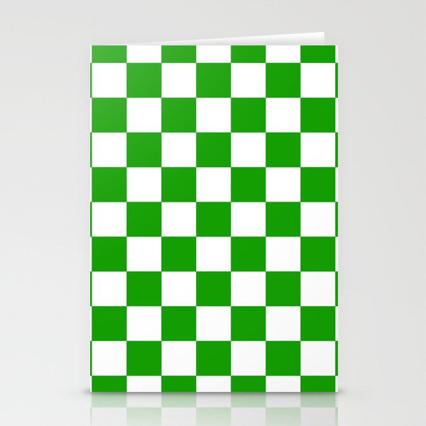 Checker Texture (Green & White) Stationery Cards