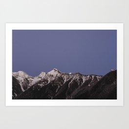 moon rising over the mountains - nature and landscape photography Art Print