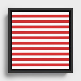 Red And White Summer Modern Stripes Collection Framed Canvas