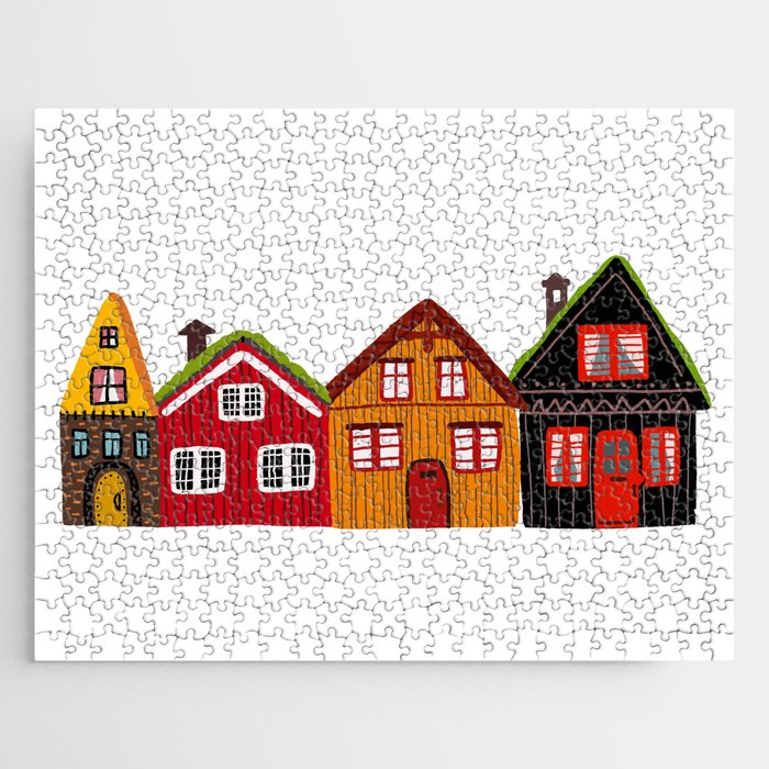 Cute Scandinavian homes. Sweet Home. Farmhouses Jigsaw Puzzle