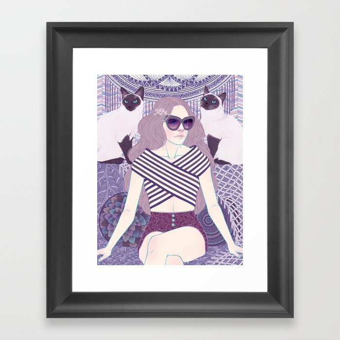 Hey there kitty! LAVENDER Framed Art Print