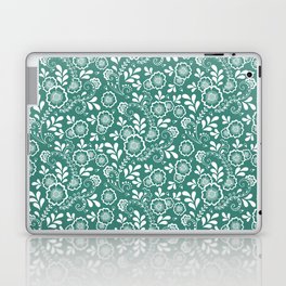 Green Blue And White Eastern Floral Pattern Laptop Skin