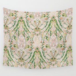 Green Pink Leaf Flower Paisley Wall Tapestry