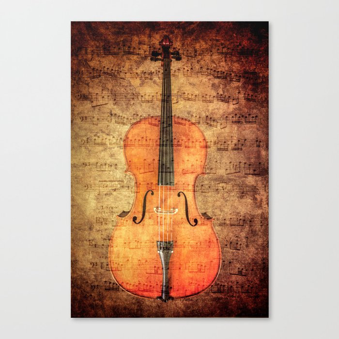Cello with vintage textures Canvas Print