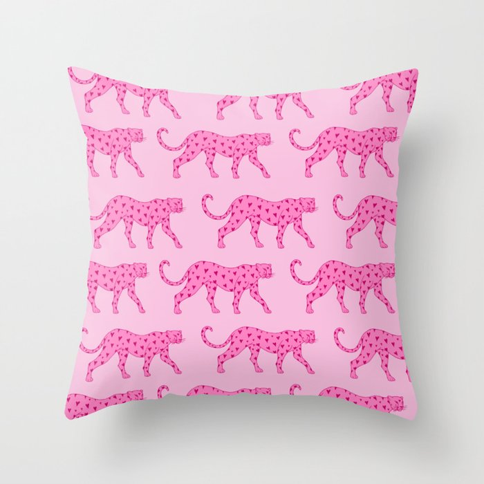 Pink Love Cheetahs Throw Pillow