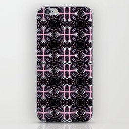 Pink and Black Abstract Geometric Fractal Art iPhone Skin