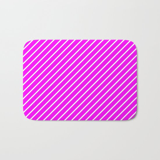Diagonal Lines (White/Fuchsia) Bath Mat