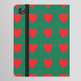 Teal red hearts pattern iPad Folio Case