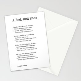 A Red, Red Rose - Robert Burns Poem - Literature - Typewriter Print 1 Stationery Card