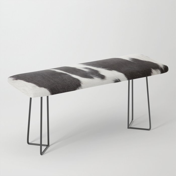 Black and White Cowhide, Cow Skin Print Pattern Bench