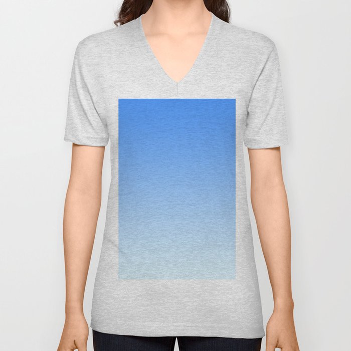 Sky Blue Gradient V Neck T Shirt