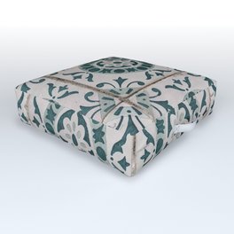 Green flower Portuguese tile/mosaic - Azulejo. Outdoor Floor Cushion