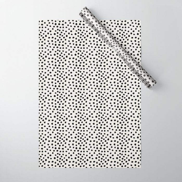 Preppy brushstroke free polka dots black and white spots dots dalmation animal spots design minimal Wrapping Paper