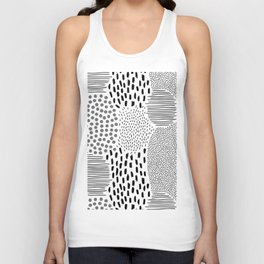 Abstract black and white pencil doodle pattern Unisex Tank Top