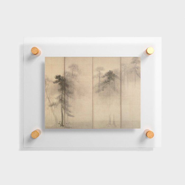 Pine Trees Six-Fold Azuchi-Momoyama Period Japanese Screen - Hasegawa Tohaku Floating Acrylic Print