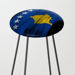 Kosovo flag brush stroke, national flag Counter Stool