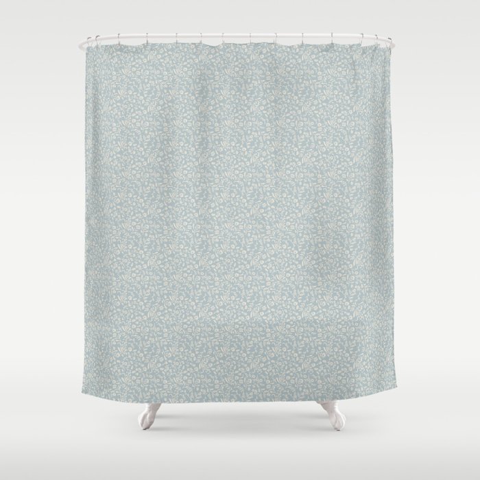 Ditsy Toile Floral - Aquamarine Shower Curtain