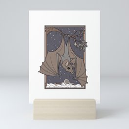 Fruit Bat and Figs - Blue Mini Art Print