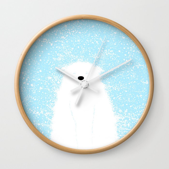 Its A Polar Bear Blinking In A Blizzard - Blue Wall Clock