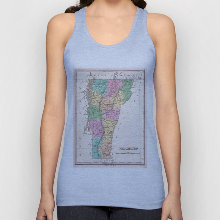 Vintage Map of Vermont (1827) Tank Top