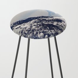 Argentina Photography - Huge Snowy Mountains Under The White Sky Counter Stool