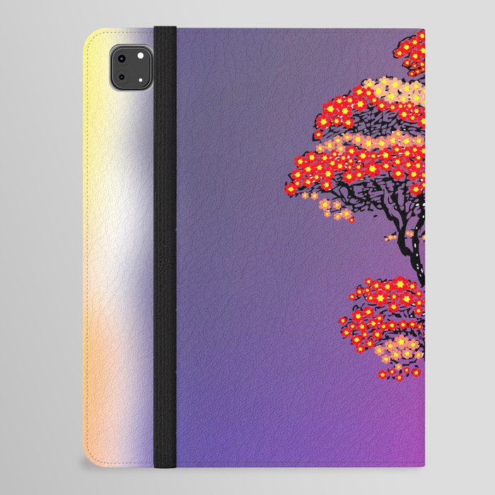 Remix Vintage Japanese Woodblock Print Red Flower Tree aifowers iPad Folio Case
