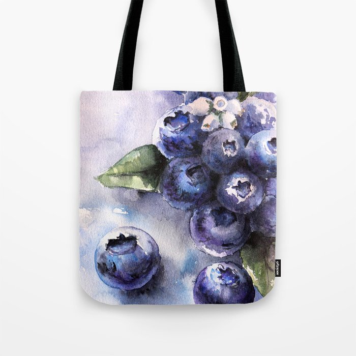 Watercolor Blueberries - Food Art Tote Bag