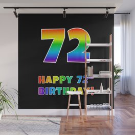 [ Thumbnail: HAPPY 72ND BIRTHDAY - Multicolored Rainbow Spectrum Gradient Wall Mural ]
