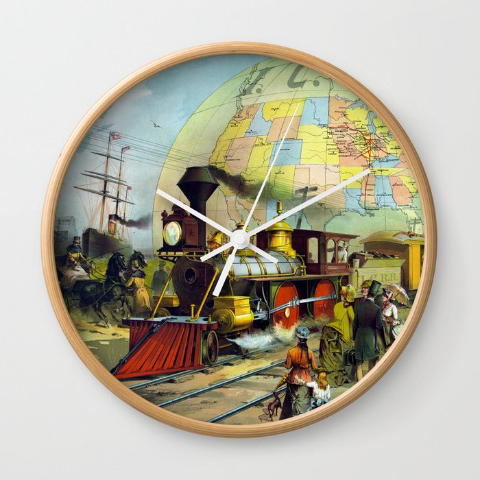 Vintage Transcontinental Railroad Wall Clock