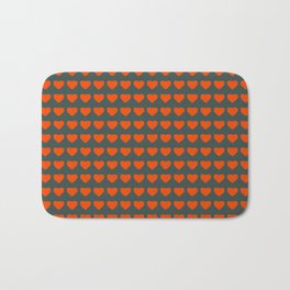 Orange heart pattern hunter green background Bath Mat