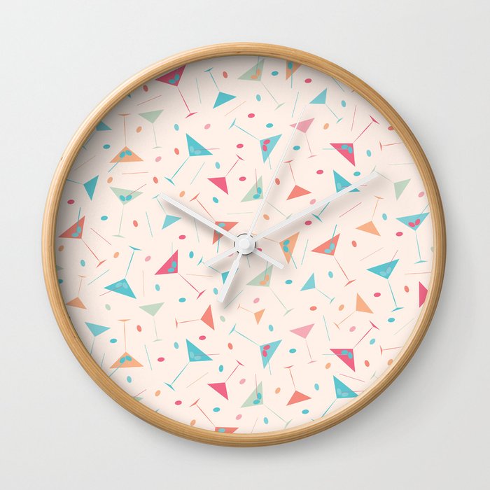 Martinis with Peach Background Wall Clock