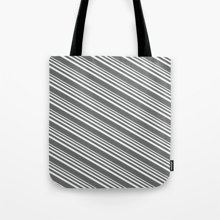 Mint Cream & Dim Gray Colored Pattern of Stripes Tote Bag