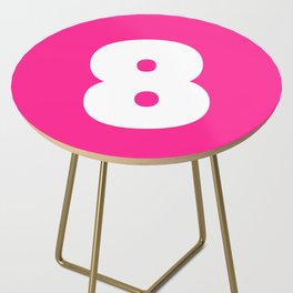 8 (White & Dark Pink Number) Side Table