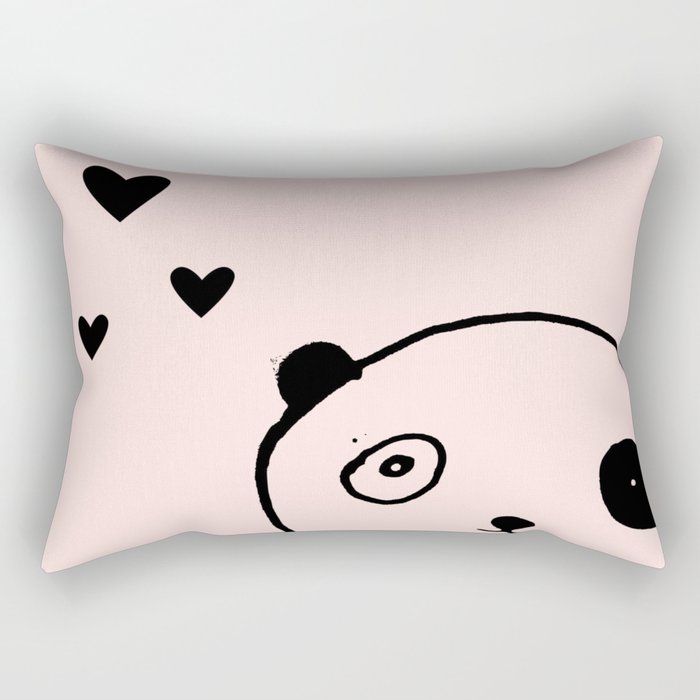 Panda in love pink Rectangular Pillow