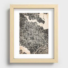 Lewisville map Texas Ink lines 2 Recessed Framed Print