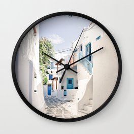 Mykonos Greece Wall Clock | Architecture, Landscape Outdoor, Pastel, Greek, Photo, Mykonos, Island, Bed Bath Living Vibe, Sea, Village 
