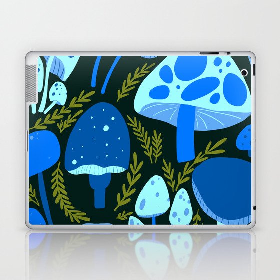 Mushrooms - Blue & Green Laptop & iPad Skin