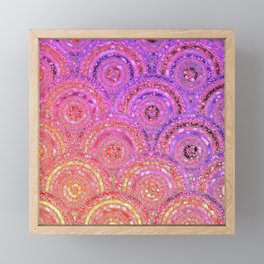 Pink Purple and Gold Sparkling Faux Glitter Mermaid Circles Framed Mini Art Print
