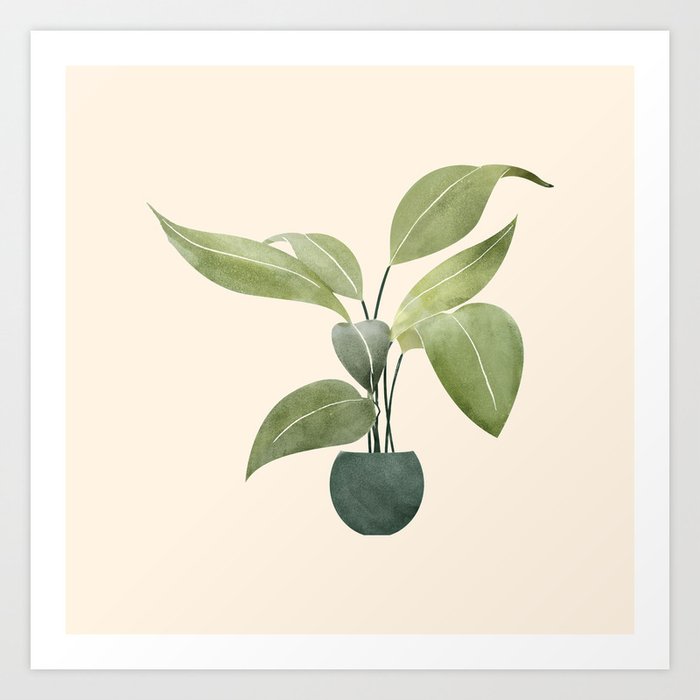 Watercolor potted plant Art Print